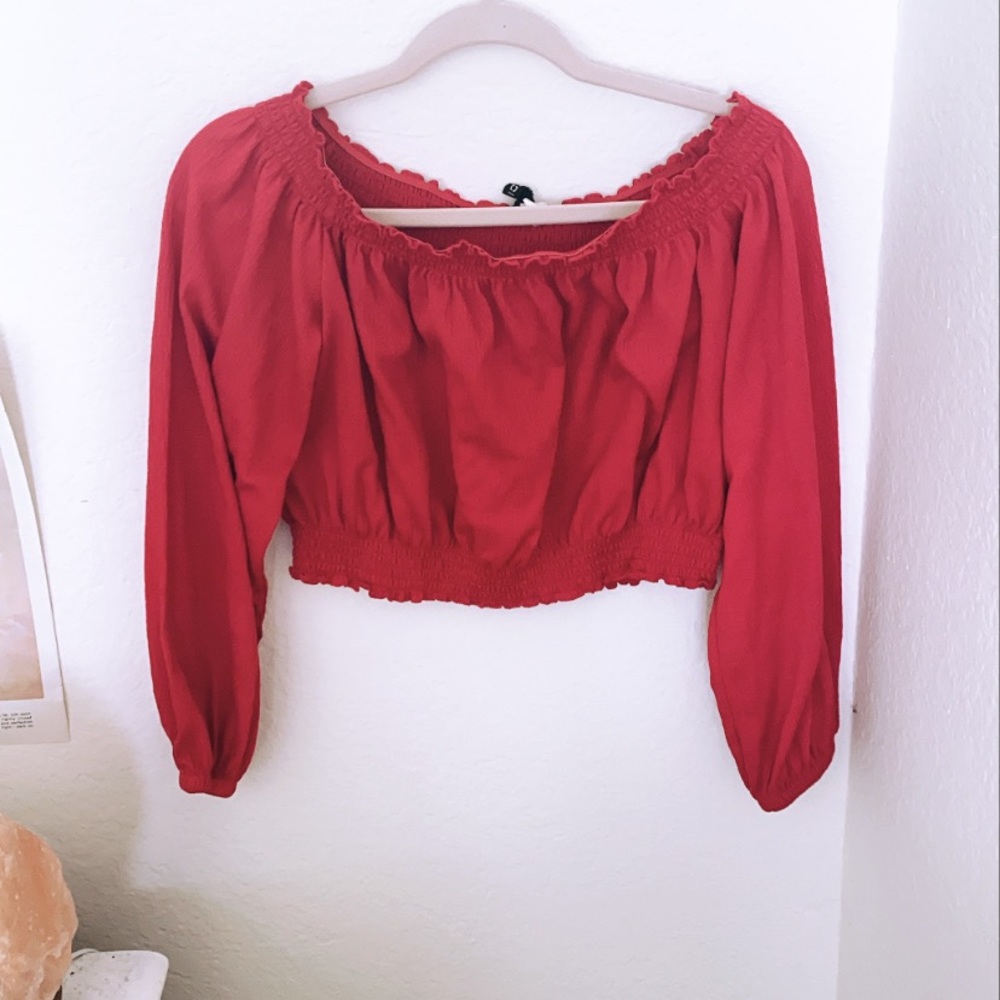 Red off the shoulder top